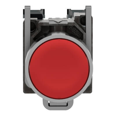 Harmony XB4, Push button, metal, flush, red, Ø22, spring return, unmarked, 1 NO + 1 NC - Schneider Electric - XB4BA45