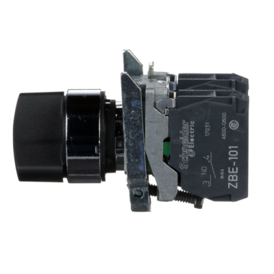 Selector switch, metal, black, Ø22, 2 positions, stay put, 1 NO+1 NC - Schneider Electric - XB4BD25