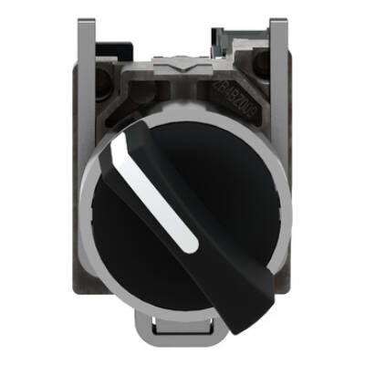 Selector switch, metal, black, Ø22, 3 positions, spring spring return, 1 NO - Schneider Electric - XB4BD41