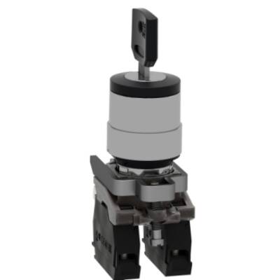 Key switch selector, metal, black, Ø22, key n°455, 3 positions, stay put, 2 NO - Schneider Electric - XB4BG33