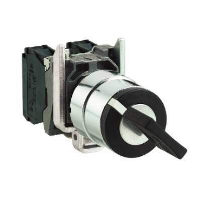 Selector switch, Harmony XB4, black 520E, Ø22 mm 2 position spring return 1 NO 600 V - Schneider Electric - XB4BG6114