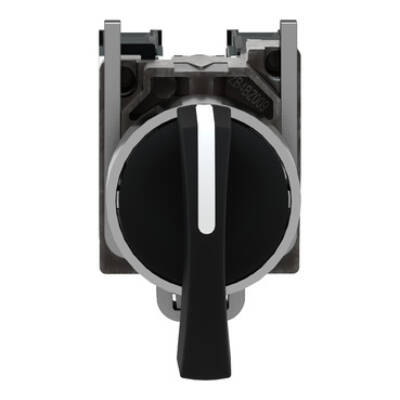 Selector switch, metal, black, Ø22, long handle, 3 positions, spring return to center, 2 NO - Schneider Electric - XB4BJ53