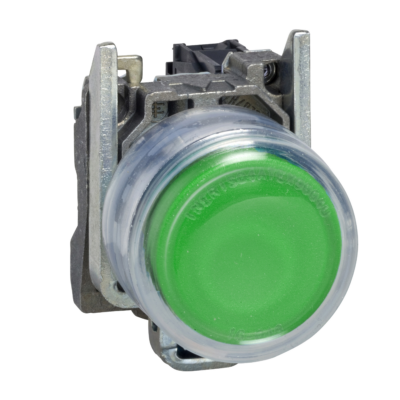 Push button, metal, projecting, green, Ø22, spring return, booted, unmarked, 1 NO - Schneider Electric - XB4BP31