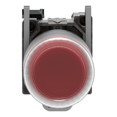 Push button, metal, projecting, red, Ø22, spring return, booted, unmarked, 1 NC - Schneider Electric - XB4BP42