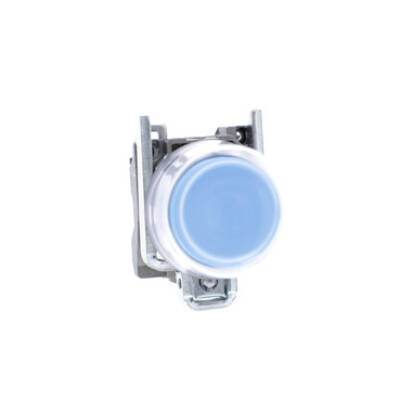 Push button, metal, projecting, blue, Ø22, spring return, booted, unmarked, 1 NO - Schneider Electric - XB4BP61
