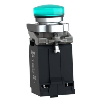 green complete pilot light Ø22 plain lens with BA9s bulb 110...120V - Schneider Electric - XB4BV33
