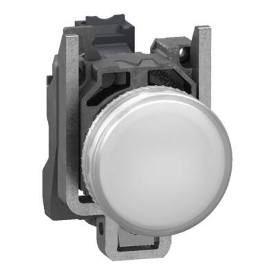 Pilot light, Harmony XB4,metal, white, 22mm, universal LED, plain lens, 24V AC DC - Schneider Electric - XB4BVB1