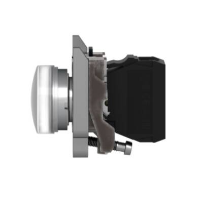 Pilot light, Harmony XB4,metal, white, 22mm, universal LED, plain lens, 24V AC DC - Schneider Electric - XB4BVB1