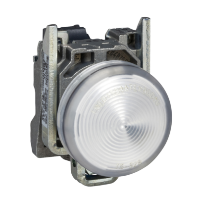 Complete pilot light, Harmony XB4, round Ø22 mm, IP65, white, integral LED, 24...120 V, lugs, ATEX - Schneider Electric - XB4BVBG1EX