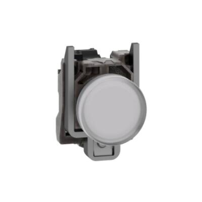 Pilot light, Harmony XB4,metal, white, 22mm, universal LED, plain lens, 110…120V AC - Schneider Electric - XB4BVG1