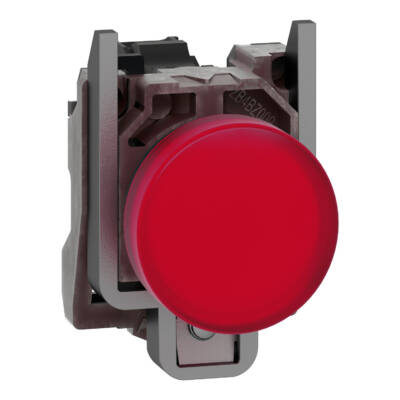 Pilot light, Harmony XB4,metal, red, 22mm, universal LED, plain lens, 110…120V AC - Schneider Electric - XB4BVG4