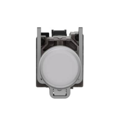 Pilot light, Harmony XB4,metal, white, 22mm, universal LED, plain lens, 230...240V AC - Schneider Electric - XB4BVM1