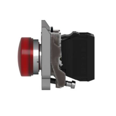 Pilot light, Harmony XB4,metal, red, 22mm, universal LED, plain lens, 230...240V AC - Schneider Electric - XB4BVM4