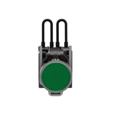 Push to test pilot light, Harmony XB4, metal, green, 22mm, universal LED, 24V - Schneider Electric - XB4BW23B5