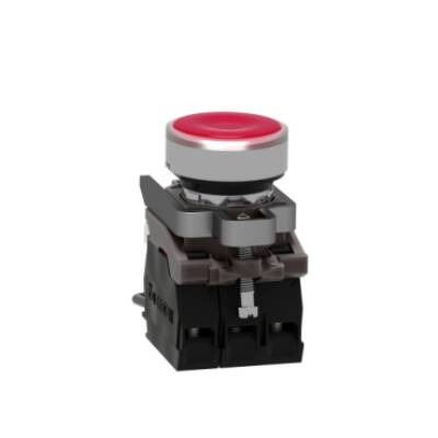 Push-to-test pilot light, Harmony XB4, metal, red, universal LED, screw clamp terminals, 24V - Schneider Electric - XB4BW24B5