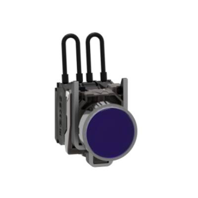 Push-to-test pilot light, Harmony XB4, metal, blue, universal LED, screw clamp terminals, 110...120V - Schneider Electric - XB4BW26G5