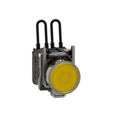 Push-to-test pilot light, Harmony XB4, metal, amber, universal LED, screw clamp terminals, 110...120V - Schneider Electric - XB4BW28G5