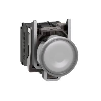 Illuminated push button, Harmony XB4, metal, white flush, 22mm, universal LED, plain lens, 1NO + 1NC, 230...240V AC - Schneider Electric - XB4BW31M5