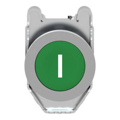 Harmony XB4, Push button flush mounted, metal, green, Ø30, spring return, marked I, 1 NO - Schneider Electric - XB4FA3311