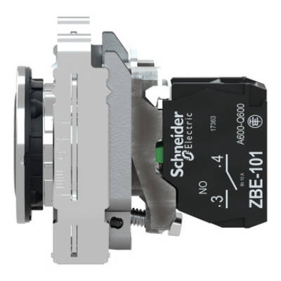 Harmony XB4, Push button flush mounted, metal, black, Ø30, spring return, marked DOWN ARROW, 1 NO - Schneider Electric - XB4FA3351
