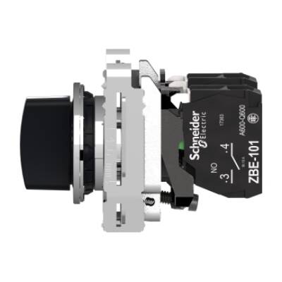 Harmony XB4, Selector switch flush mounted, metal, black, Ø30, 3 positions, spring return to center, 2 NO - Schneider Electric - XB4FD53