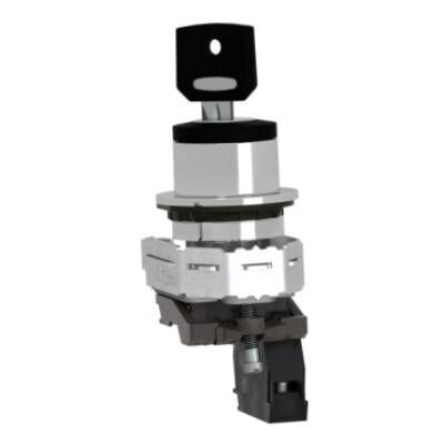 Selector switch, Harmony XB4, flush mounted Ø 30.5 key 455 2 pos key release left 1 NO - Schneider Electric - XB4FG61