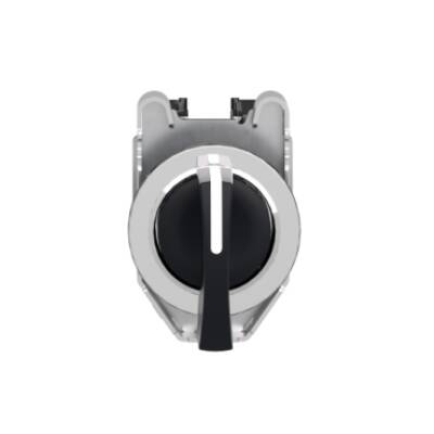 Harmony XB4, Selector switch flush mounted, metal, black, Ø30, long handle, 3 positions, spring return to center, 2 NO - Schneider Electric - XB4FJ53