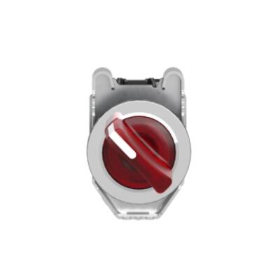 Illuminated selector switch, Harmony XB4, metal, red handle, 30mm, universal LED, 2 positions, 1NO + 1NC, 110...120V AC - Schneider Electric - XB4FK124G5