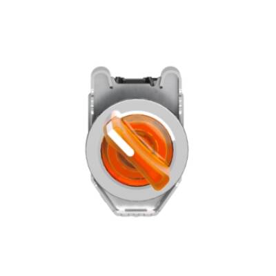 Illuminated selector switch, Harmony XB4, metal, orange handle, 30mm, universal LED, 2 positions, 1NO + 1NC, 24V AC DC - Schneider Electric - XB4FK125B5