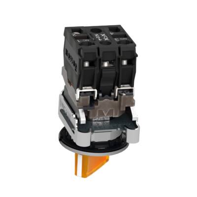 Illuminated selector switch, Harmony XB4, metal, orange handle, 30mm, universal LED, 2 positions, 1NO + 1NC, 24V AC DC - Schneider Electric - XB4FK125B5