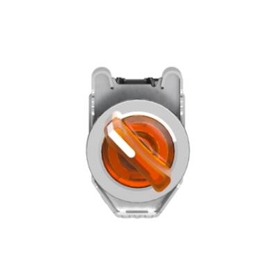 Illuminated selector switch, Harmony XB4, metal, orange handle, 30mm, universal LED, 2 positions, 1NO + 1NC, 230...240V AC - Schneider Electric - XB4FK125M5