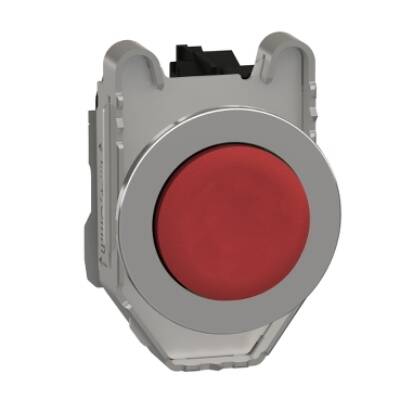 Push button, Harmony XB4, flush mounted red projecting pushbutton 1NC "unmarked" screw clamp - Schneider Electric - XB4FL42