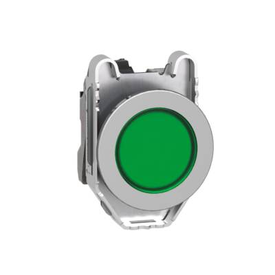 Pilot light, Harmony XB4,metal, green flush mounted, 30mm, universal LED, plain lens, 24V AC DC - Schneider Electric - XB4FVB3