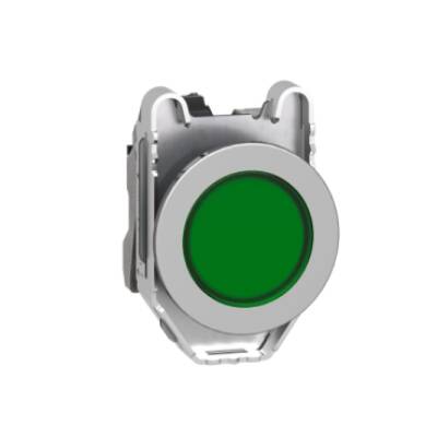 Pilot light, Harmony XB4,metal, green flush mounted, 30mm, universal LED, plain lens, 110…120V AC - Schneider Electric - XB4FVG3