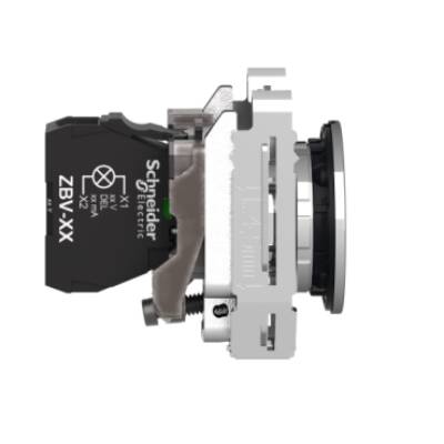 Pilot light, Harmony XB4,metal, green flush mounted, 30mm, universal LED, plain lens, 230...240V AC - Schneider Electric - XB4FVM3