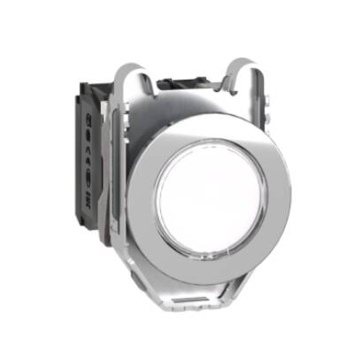 Illuminated push button, Harmony XB4, metal, white flush mounted, 30mm, universal LED, plain lens, 1NO + 1NC, 24V AC DC - Schneider Electric - XB4FW31B5