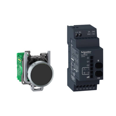 Wireless push button and configurable receiver with 10 colored caps, metal, Ø22, 24...240 V AC/DC - Schneider Electric - XB4RFA02