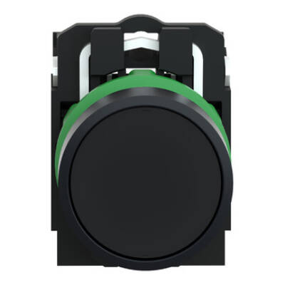 Harmony XB5, Push button, plastic, flush, black, Ø22, spring return, unmarked, 1 NO + 1 NC - Schneider Electric - XB5AA25