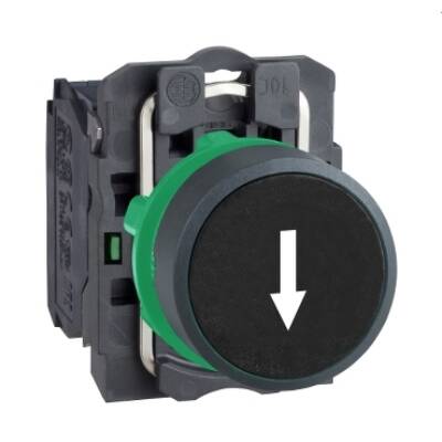 Push button, plastic, flush, black,Ø22, spring return, marked DOWN ARROW, 1 NO - Schneider Electric - XB5AA3351