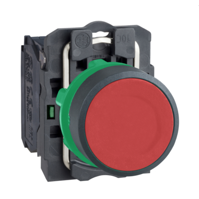 Push button, Harmony XB5, red projecting complete Diam22 spring return 1 NO unmarked - Schneider Electric - XB5AA41