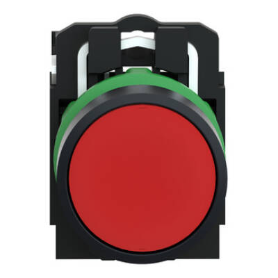 Push button, plastic, flush, red, Ø22, spring return, unmarked, 1 NO - Schneider Electric - XB5AA42