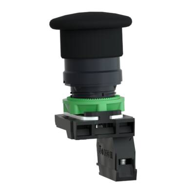 Push button, plastic, black mushroom Ø40, Ø22, spring return, unmarked, 1 NO - Schneider Electric - XB5AC21