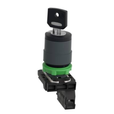 Key switch selector, plastic, black, Ø22, key n°455, 2 positions, stay put, 1 NO - Schneider Electric - XB5AG21