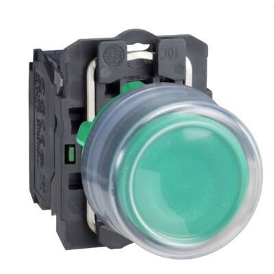 Harmony XB5, Push button, plastic, projecting, green, Ø22, spring return, booted, unmarked, 1 NO - Schneider Electric - XB5AP31