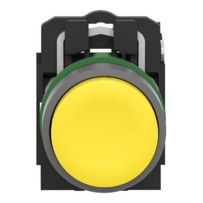 Push button, Harmony XB5, yellow projecting pushbutton with clear boot 1 NO screw clamp cp grey - Schneider Electric - XB5AP51C0