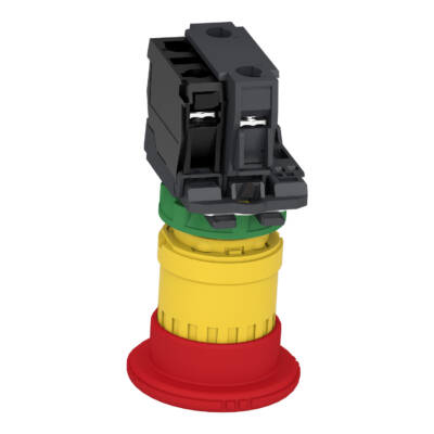 Emergency stop switching off, Harmony XB5, plastic, red mushroom 40mm, 22mm, trigger latching turn to release, 2NC with monitoring - Schneider Electric - XB5AS84462