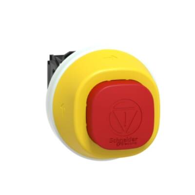 Harmony XB5, Illuminated emergency stop, plastic, Ø22, trigger latching turn to release, white/red LED, 24 V AC/DC, 1 NO + 2 NC - Schneider Electric - XB5AS84W3B41