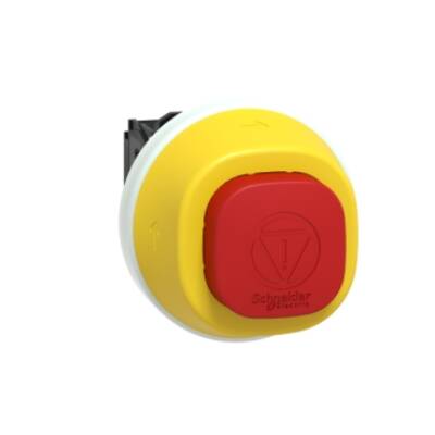 Harmony XB5, Illuminated emergency stop, plastic, Ø22, trigger latching turn to release, white/red LED, 24 V AC/DC, 1 NO + 1 NC - Schneider Electric - XB5AS84W3B5