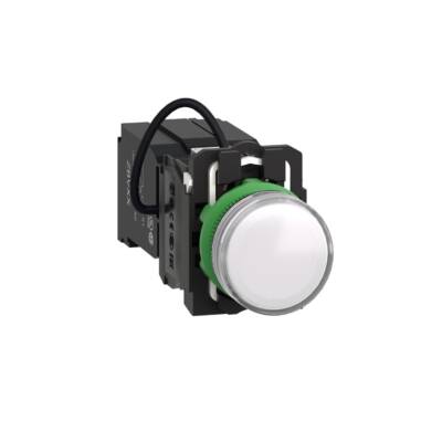 Pilot light, Harmony XB5, grey plastic, white, 22mm, universal LED, plain lens, 400V AC - Schneider Electric - XB5AV5B1