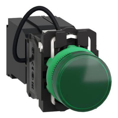Pilot light, Harmony XB5, green, plastic, 22mm, universal LED, plain lens, 400V - Schneider Electric - XB5AV5B3
